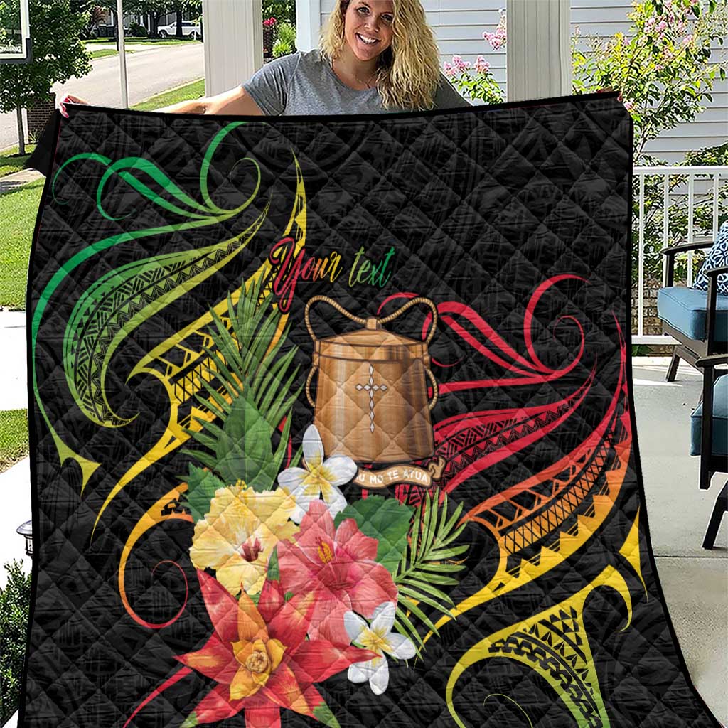 Personalised Tokelau Tropical Flowers Quilt Reggae Polynesian Art Vibe