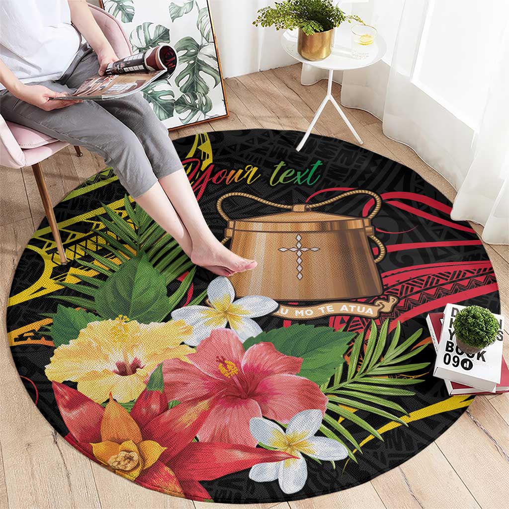 Personalised Tokelau Tropical Flowers Round Carpet Reggae Polynesian Art Vibe LT9 - Polynesian Pride