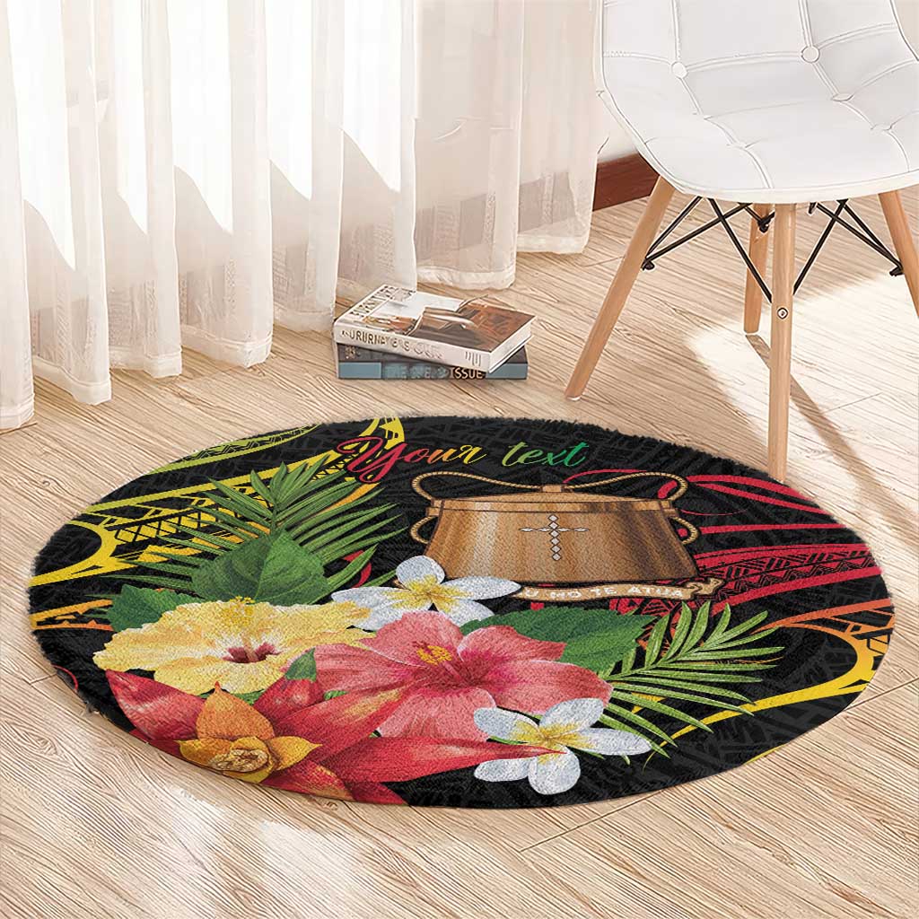 Personalised Tokelau Tropical Flowers Round Carpet Reggae Polynesian Art Vibe LT9 - Polynesian Pride