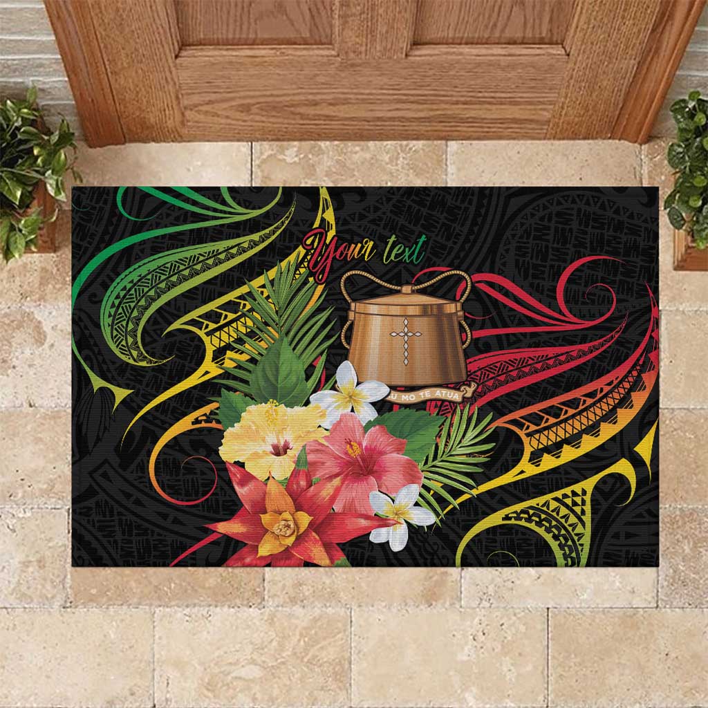 Personalised Tokelau Tropical Flowers Rubber Doormat Reggae Polynesian Art Vibe LT9 Reggae - Polynesian Pride