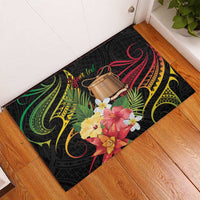 Personalised Tokelau Tropical Flowers Rubber Doormat Reggae Polynesian Art Vibe LT9 - Polynesian Pride
