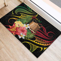 Personalised Tokelau Tropical Flowers Rubber Doormat Reggae Polynesian Art Vibe LT9 - Polynesian Pride