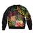 Personalised Tokelau Tropical Flowers Sleeve Zip Bomber Jacket Reggae Polynesian Art Vibe