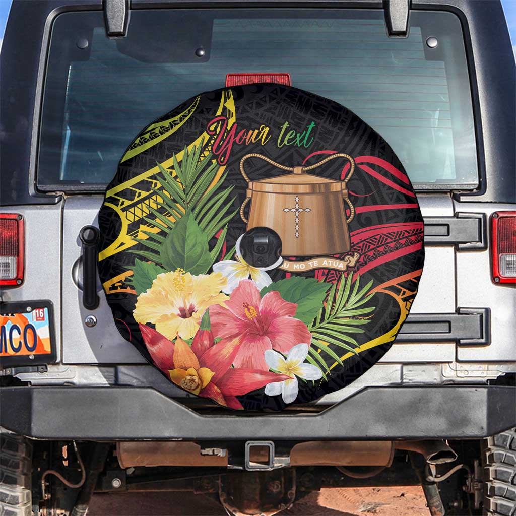 Personalised Tokelau Tropical Flowers Spare Tire Cover Reggae Polynesian Art Vibe