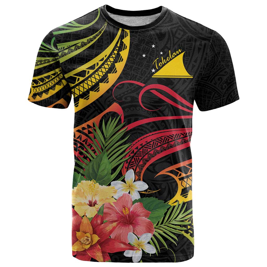 Personalised Tokelau Tropical Flowers T Shirt Reggae Polynesian Art Vibe