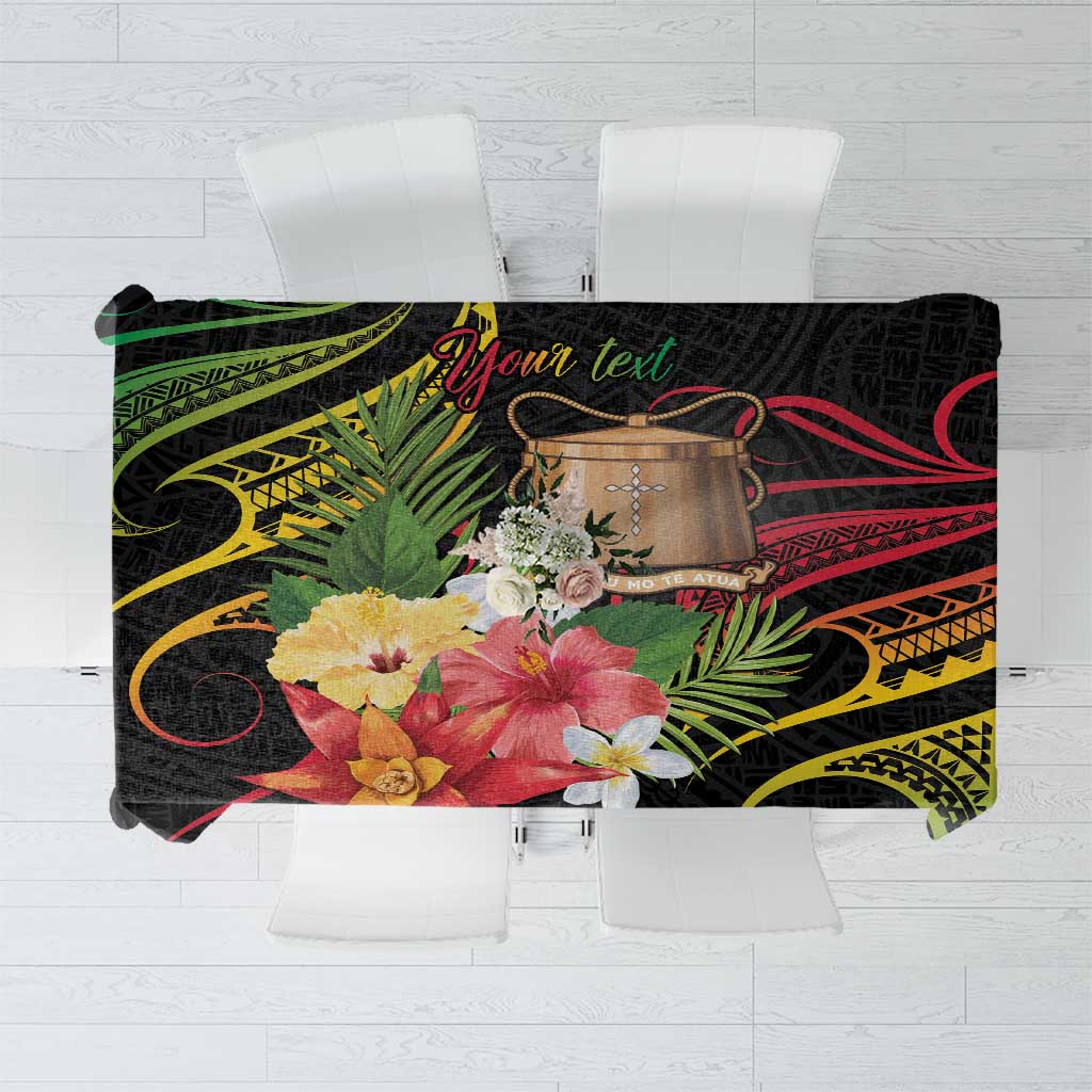 Personalised Tokelau Tropical Flowers Tablecloth Reggae Polynesian Art Vibe