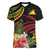 Personalised Tokelau Tropical Flowers Women V-Neck T-Shirt Reggae Polynesian Art Vibe