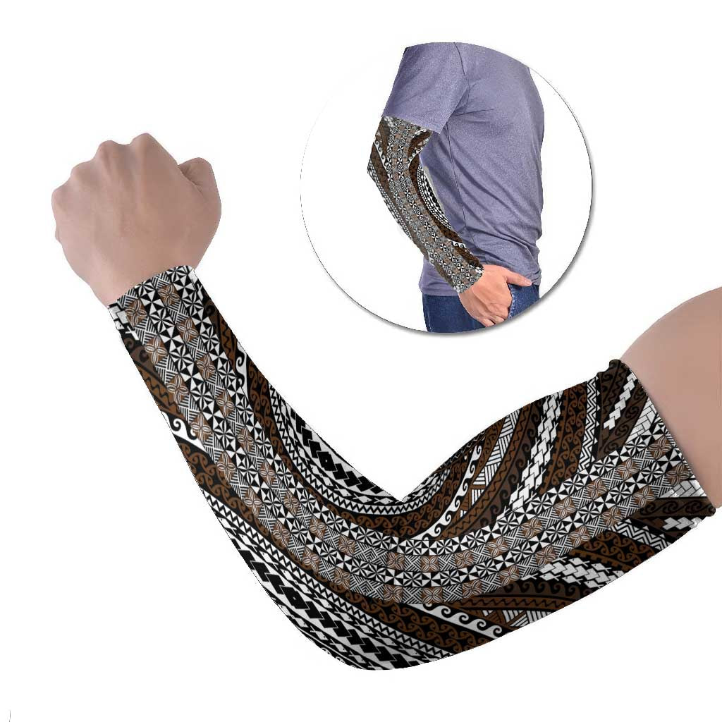 Brown Tongan Polynesian Tribal Arm Sleeves LT9 Set of 2 Brown - Polynesian Pride