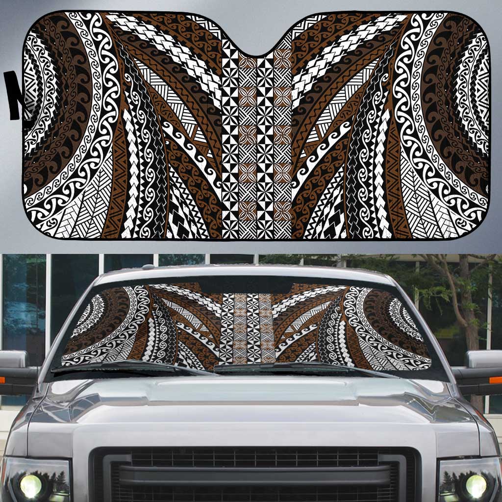 Brown Tongan Polynesian Tribal Auto Sun Shade LT9 Brown - Polynesian Pride