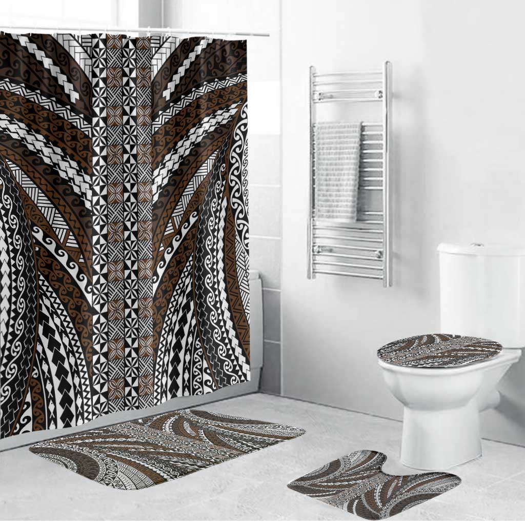 Brown Tongan Polynesian Tribal Bathroom Set LT9 Bathroom Set (4 pcs) Brown - Polynesian Pride