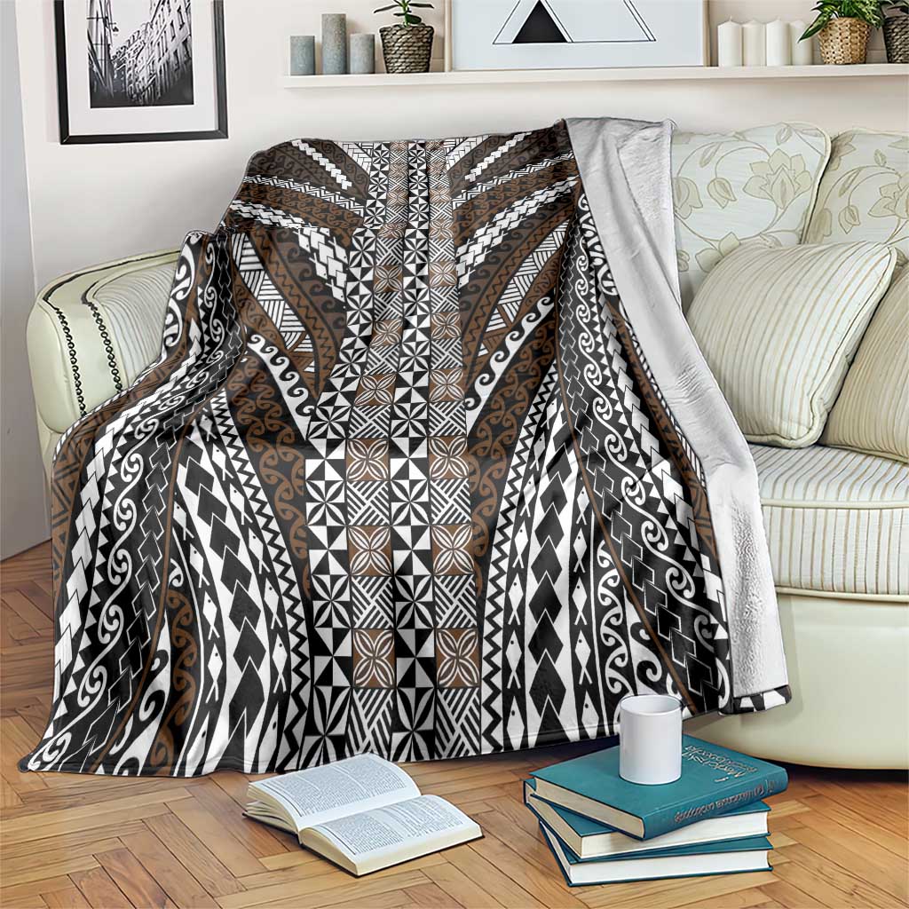 Brown Tongan Polynesian Tribal Blanket LT9 Brown - Polynesian Pride