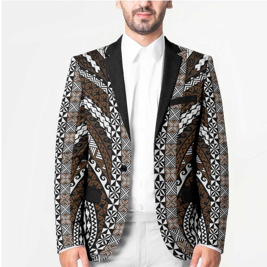 Brown Tongan Polynesian Tribal Blazer LT9 - Polynesian Pride
