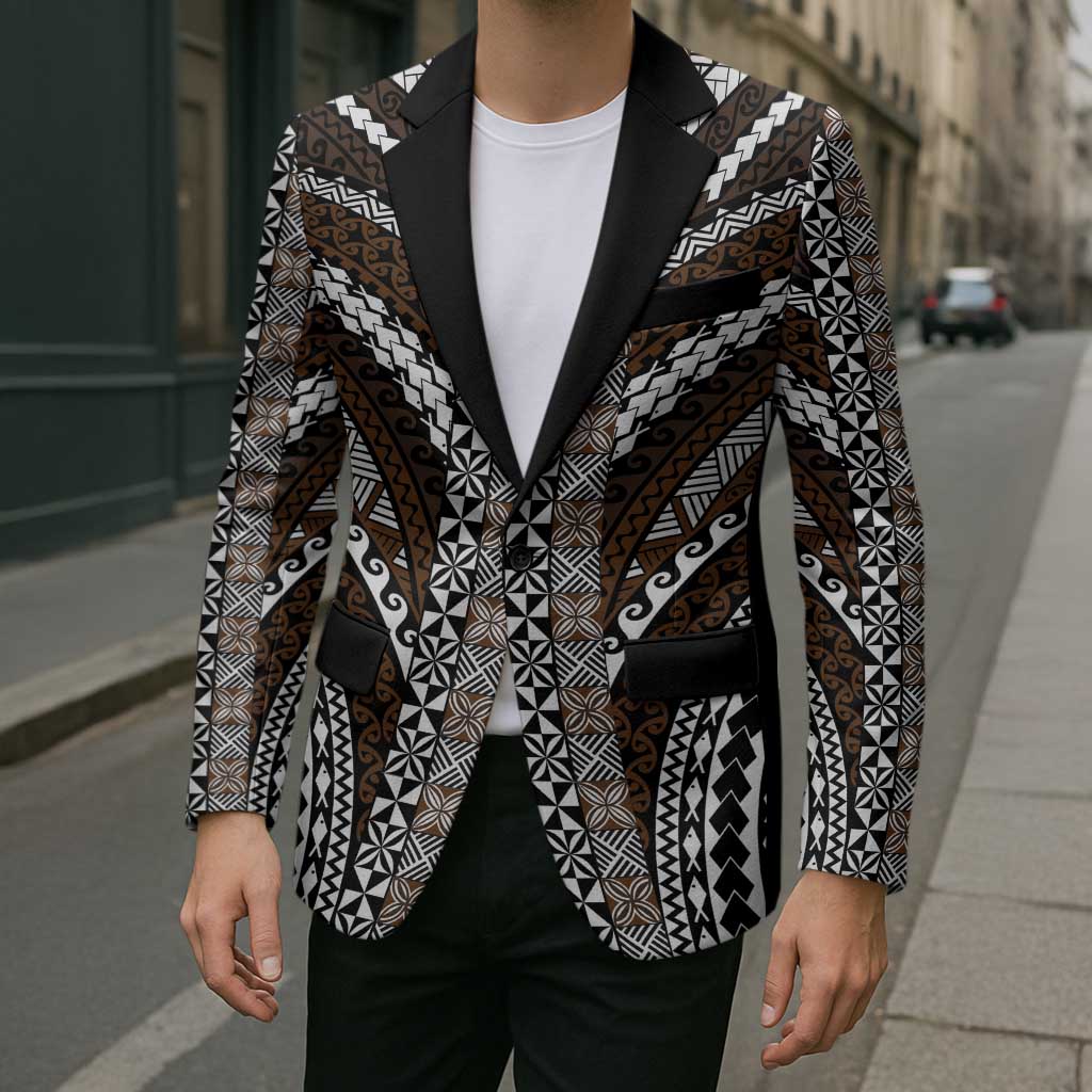 Brown Tongan Polynesian Tribal Blazer LT9 - Polynesian Pride