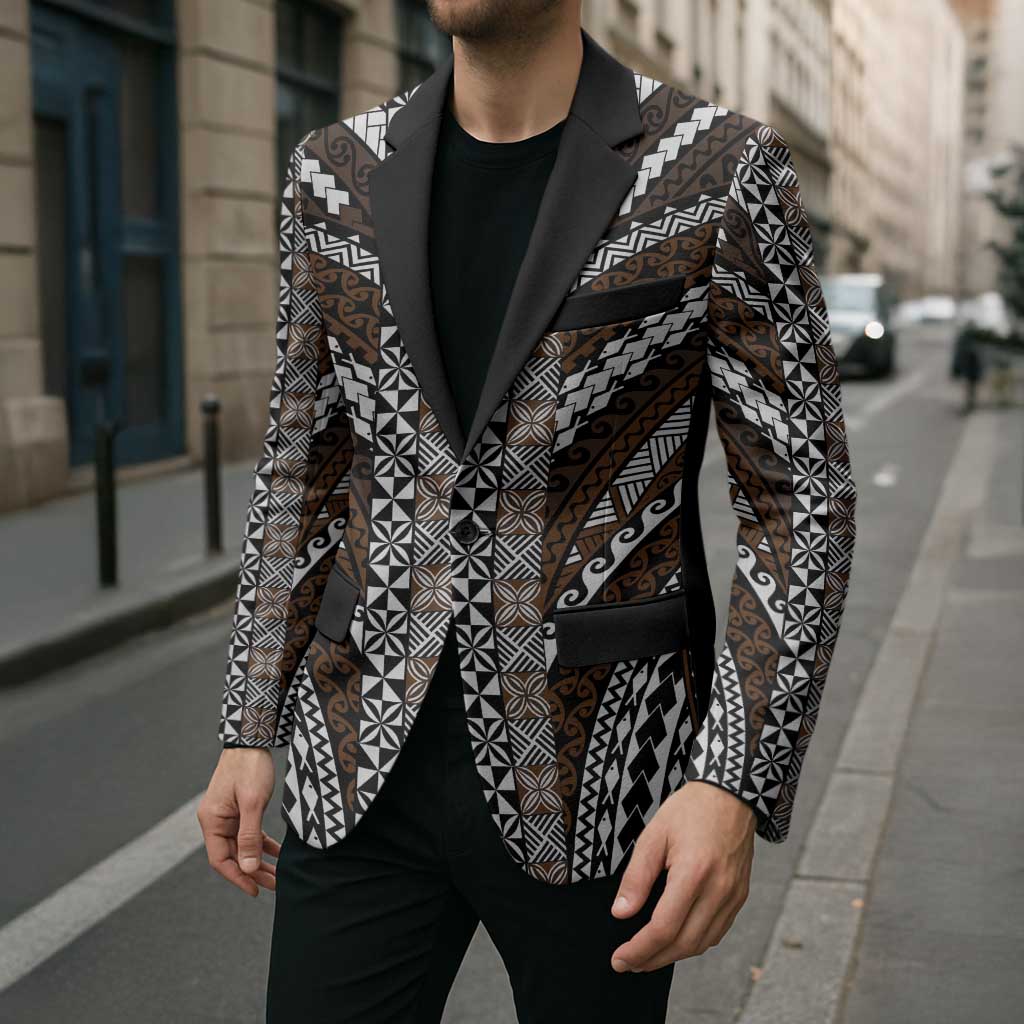 Brown Tongan Polynesian Tribal Blazer LT9 - Polynesian Pride