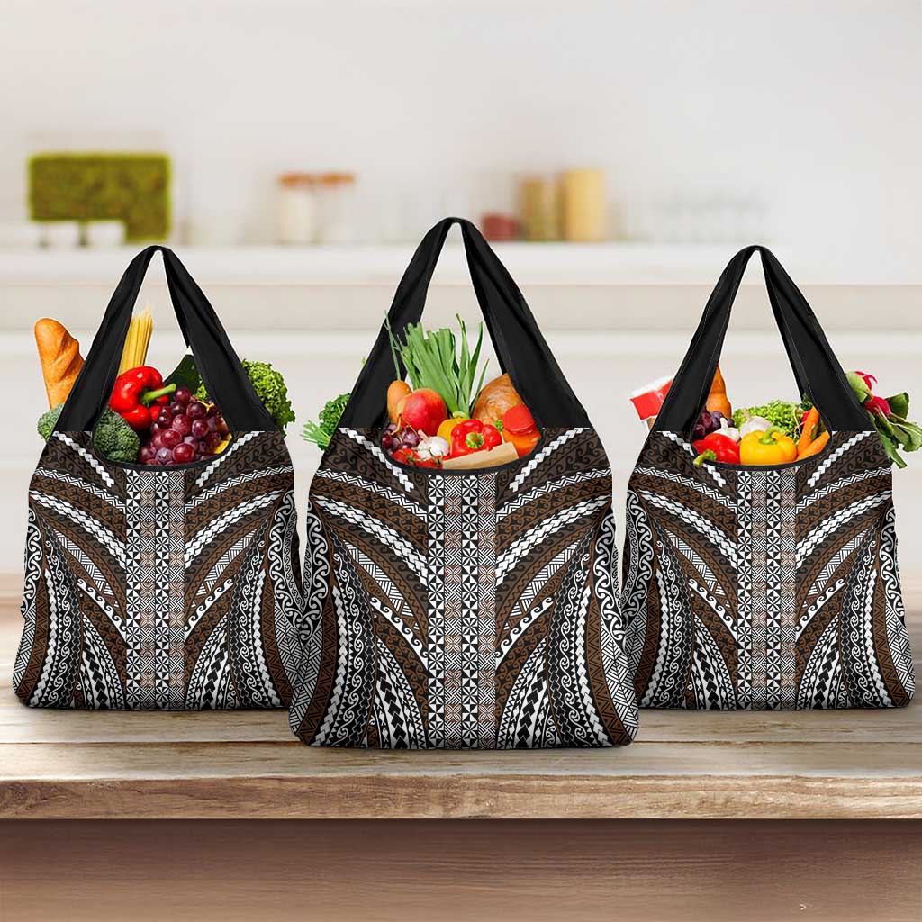 Brown Tongan Polynesian Tribal Grocery Bag LT9 3-pack One Size Brown - Polynesian Pride