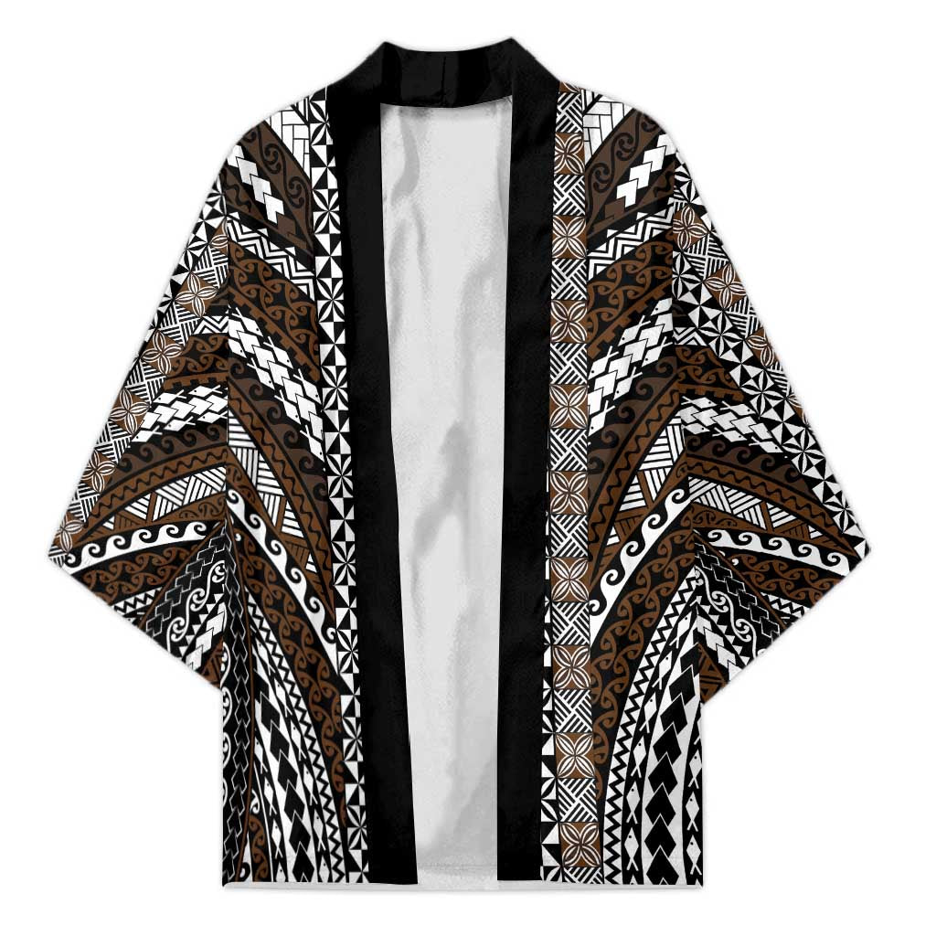 Brown Tongan Polynesian Tribal Kimono LT9 Unisex Brown - Polynesian Pride