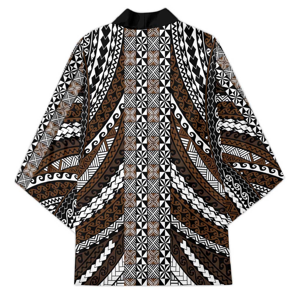 Brown Tongan Polynesian Tribal Kimono LT9 - Polynesian Pride