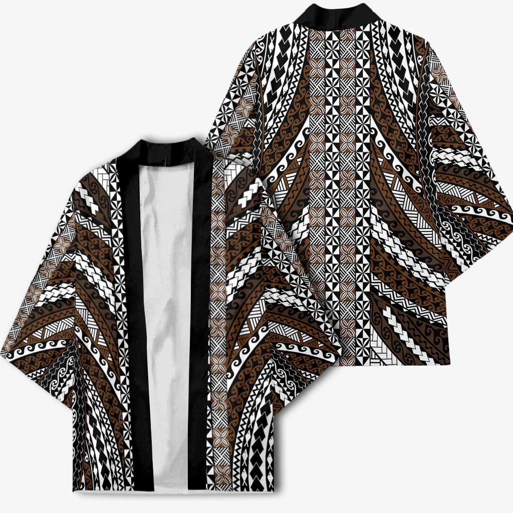 Brown Tongan Polynesian Tribal Kimono LT9 - Polynesian Pride