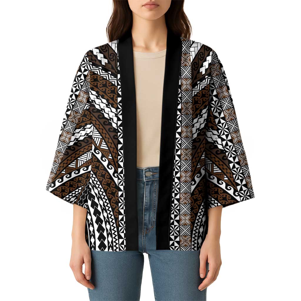 Brown Tongan Polynesian Tribal Kimono LT9 - Polynesian Pride