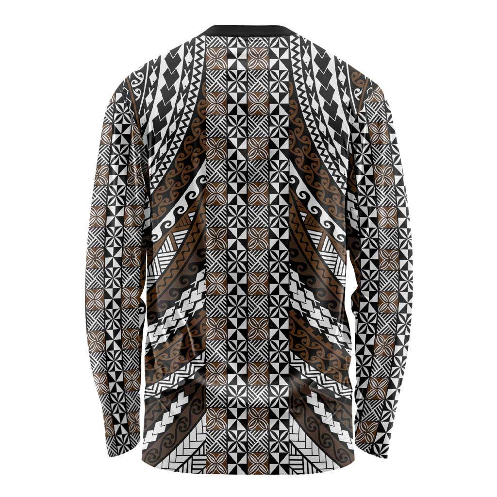 Brown Tongan Polynesian Tribal Long Sleeve Shirt LT9 - Polynesian Pride