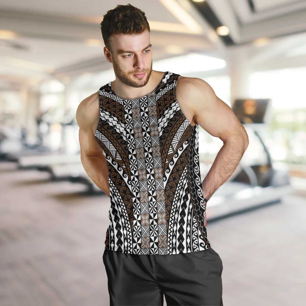 Brown Tongan Polynesian Tribal Men Tank Top LT9 Brown - Polynesian Pride