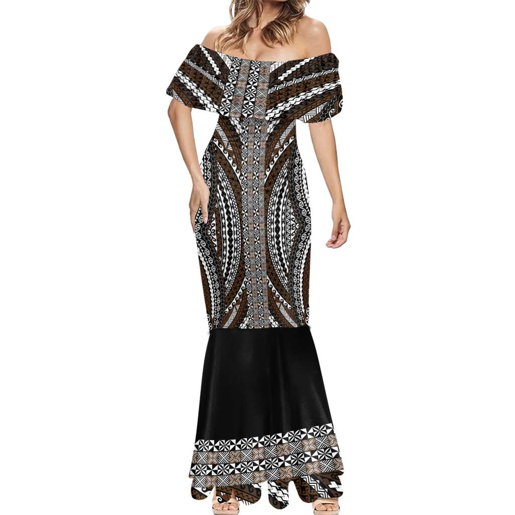 Brown Tongan Polynesian Tribal Mermaid Dress LT9 - Polynesian Pride