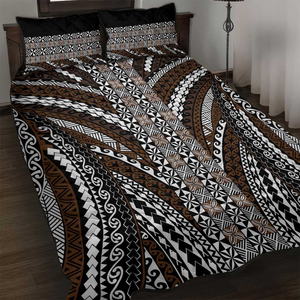 Brown Tongan Polynesian Tribal Quilt Bed Set LT9 Brown - Polynesian Pride
