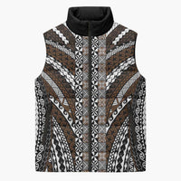 Brown Tongan Polynesian Tribal Sleeveless Puffer Jacket LT9 Unisex Brown - Polynesian Pride