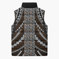 Brown Tongan Polynesian Tribal Sleeveless Puffer Jacket LT9 - Polynesian Pride