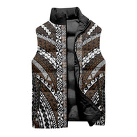 Brown Tongan Polynesian Tribal Sleeveless Puffer Jacket LT9 - Polynesian Pride