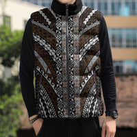 Brown Tongan Polynesian Tribal Sleeveless Puffer Jacket LT9 - Polynesian Pride