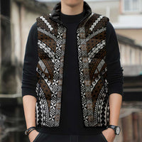 Brown Tongan Polynesian Tribal Sleeveless Puffer Jacket LT9 - Polynesian Pride