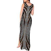Brown Tongan Polynesian Tribal Tank Maxi Dress LT9 - Polynesian Pride