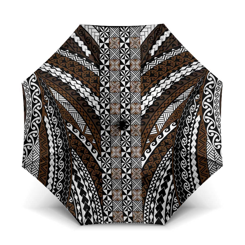 Brown Tongan Polynesian Tribal Umbrella LT9 One Size Folded 11.42 inch Opened Diameter 37.4 inch Brown - Polynesian Pride
