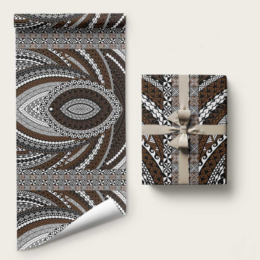 Brown Tongan Polynesian Tribal Wrapping Paper LT9 58" × 23" Brown - Polynesian Pride