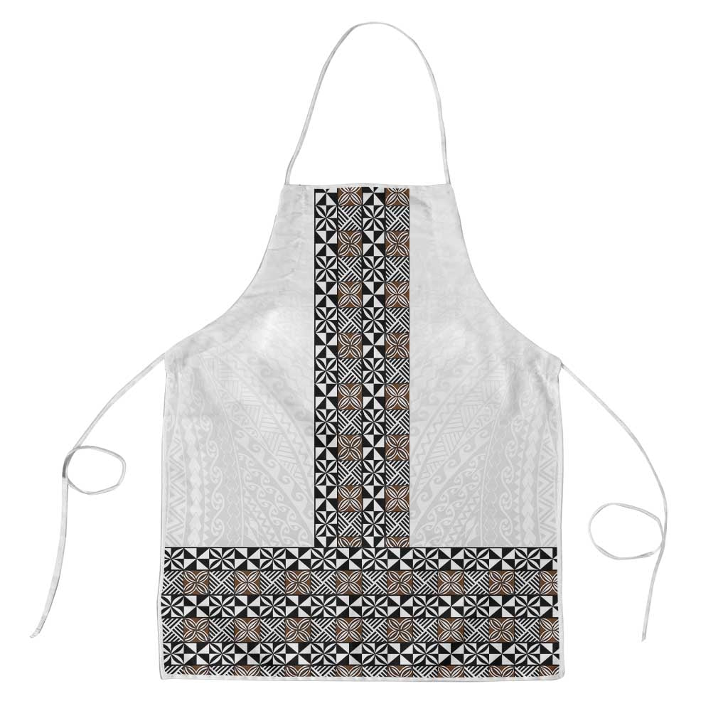 Light Gray Tongan Polynesian Tribal Apron LT9 White - Polynesian Pride