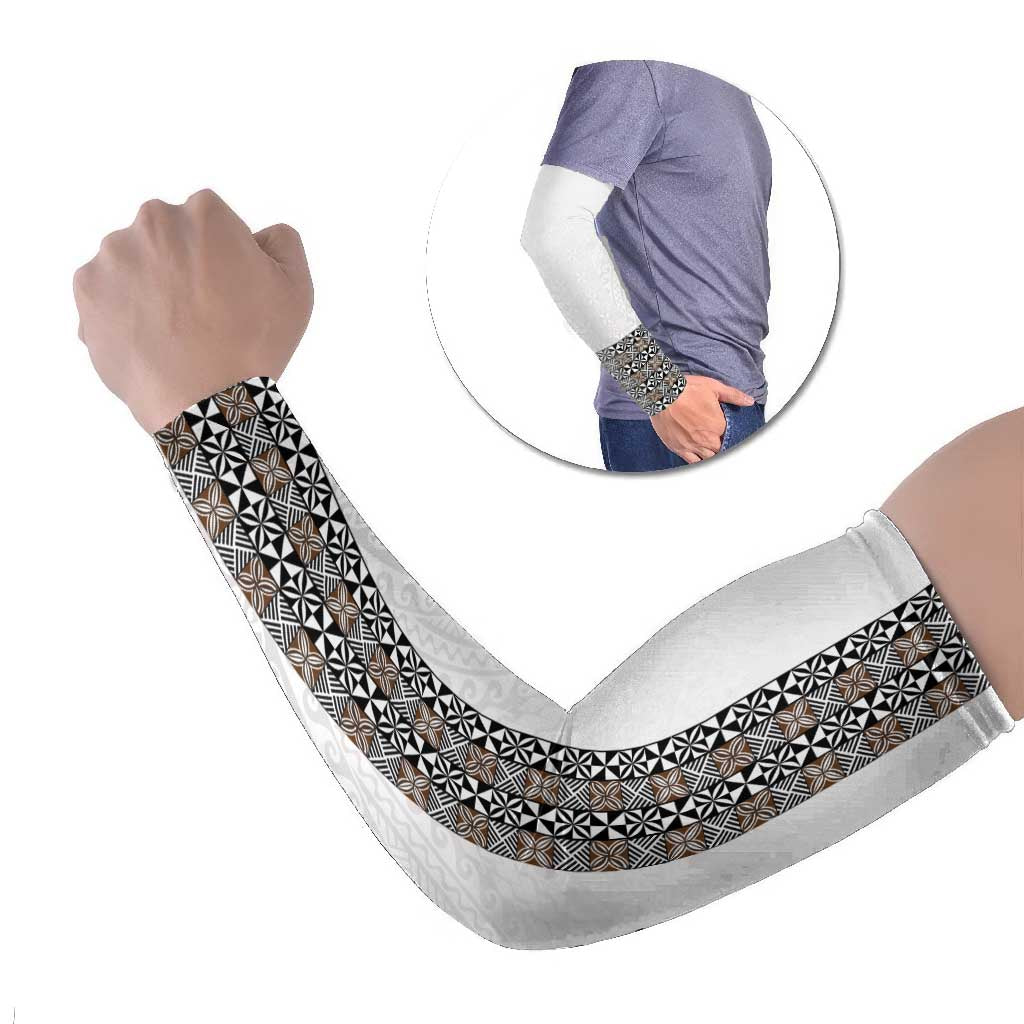Light Gray Tongan Polynesian Tribal Arm Sleeves LT9 Set of 2 White - Polynesian Pride