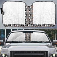Light Gray Tongan Polynesian Tribal Auto Sun Shade LT9 White - Polynesian Pride