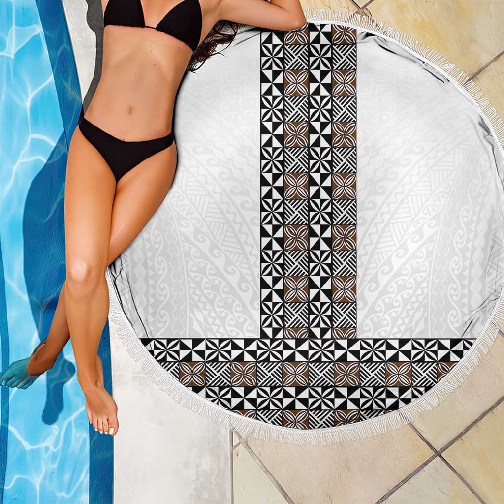 Light Gray Tongan Polynesian Tribal Beach Blanket LT9 - Polynesian Pride