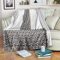 Light Gray Tongan Polynesian Tribal Blanket LT9 White - Polynesian Pride