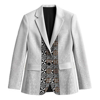 Light Gray Tongan Polynesian Tribal Blazer LT9 Unisex White - Polynesian Pride