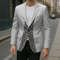 Light Gray Tongan Polynesian Tribal Blazer LT9 - Polynesian Pride