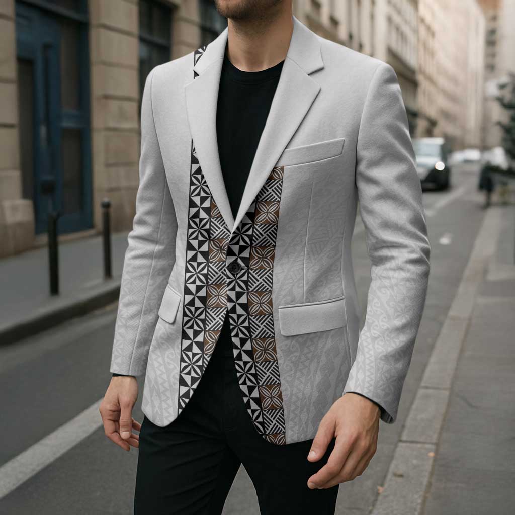 Light Gray Tongan Polynesian Tribal Blazer LT9 - Polynesian Pride