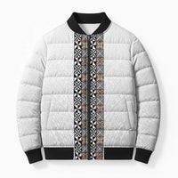 Light Gray Tongan Polynesian Tribal Bomber Puffer Jacket LT9 Unisex White - Polynesian Pride