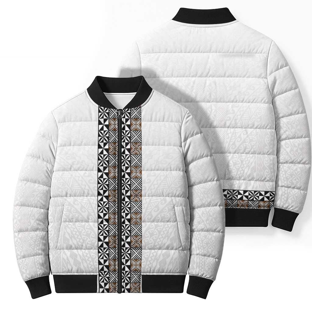 Light Gray Tongan Polynesian Tribal Bomber Puffer Jacket LT9 - Polynesian Pride