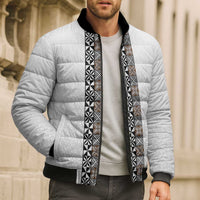 Light Gray Tongan Polynesian Tribal Bomber Puffer Jacket LT9 - Polynesian Pride