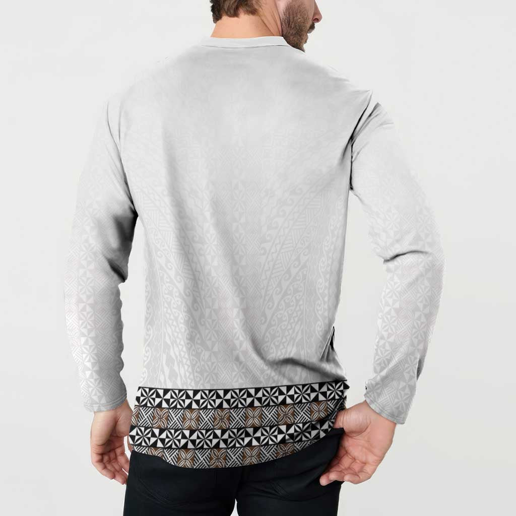 Light Gray Tongan Polynesian Tribal Button Sweatshirt LT9 - Polynesian Pride