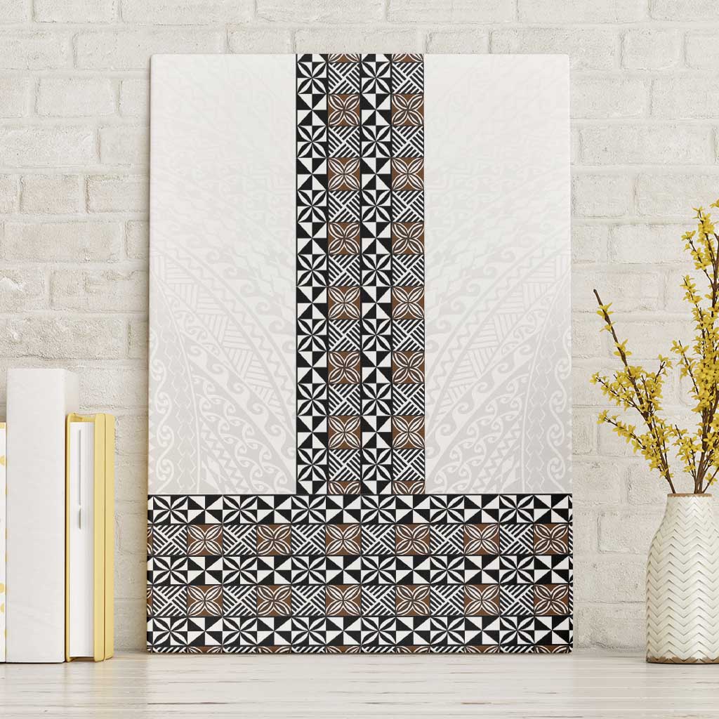 Light Gray Tongan Polynesian Tribal Canvas Wall Art LT9 Without Frame White - Polynesian Pride