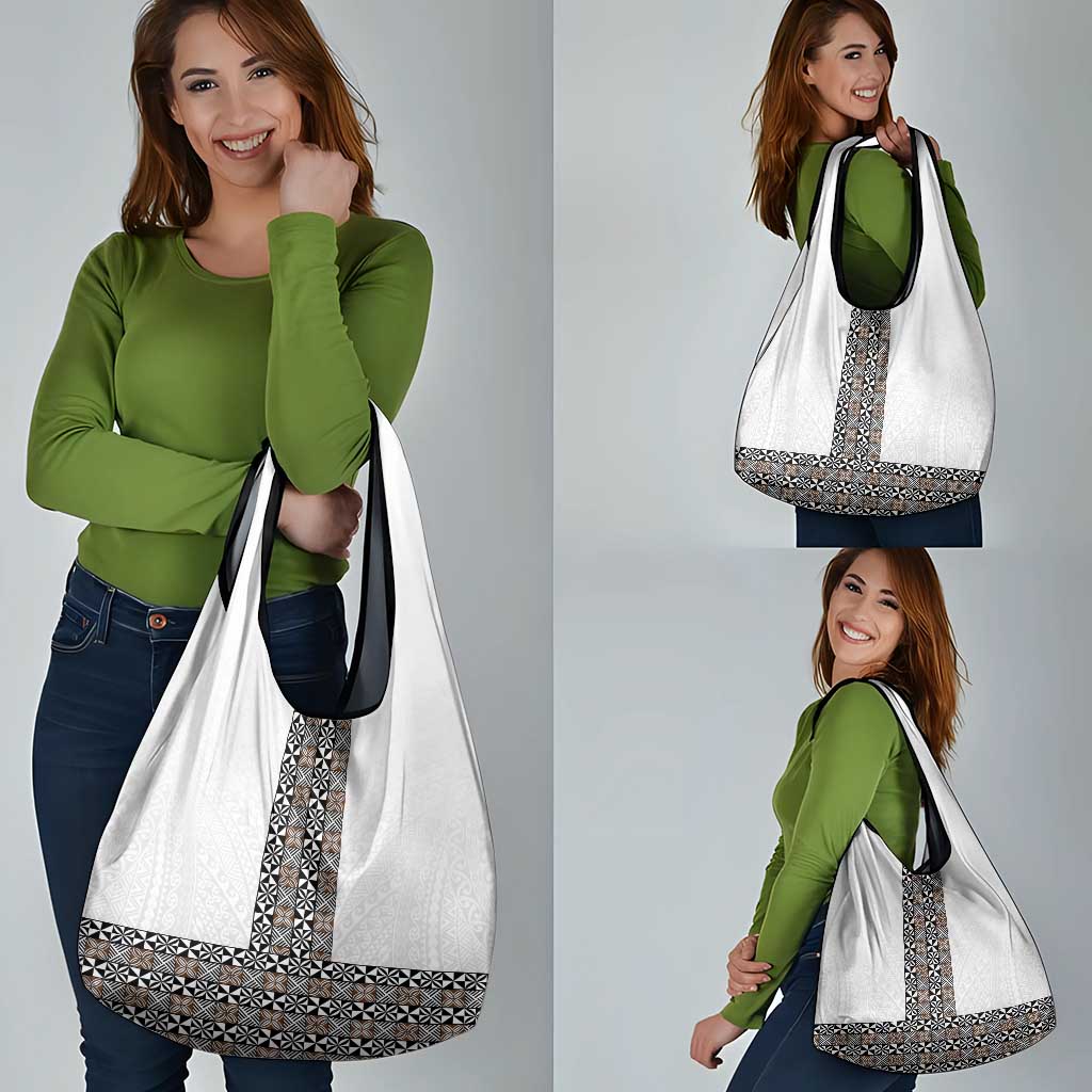 Light Gray Tongan Polynesian Tribal Grocery Bag LT9 - Polynesian Pride