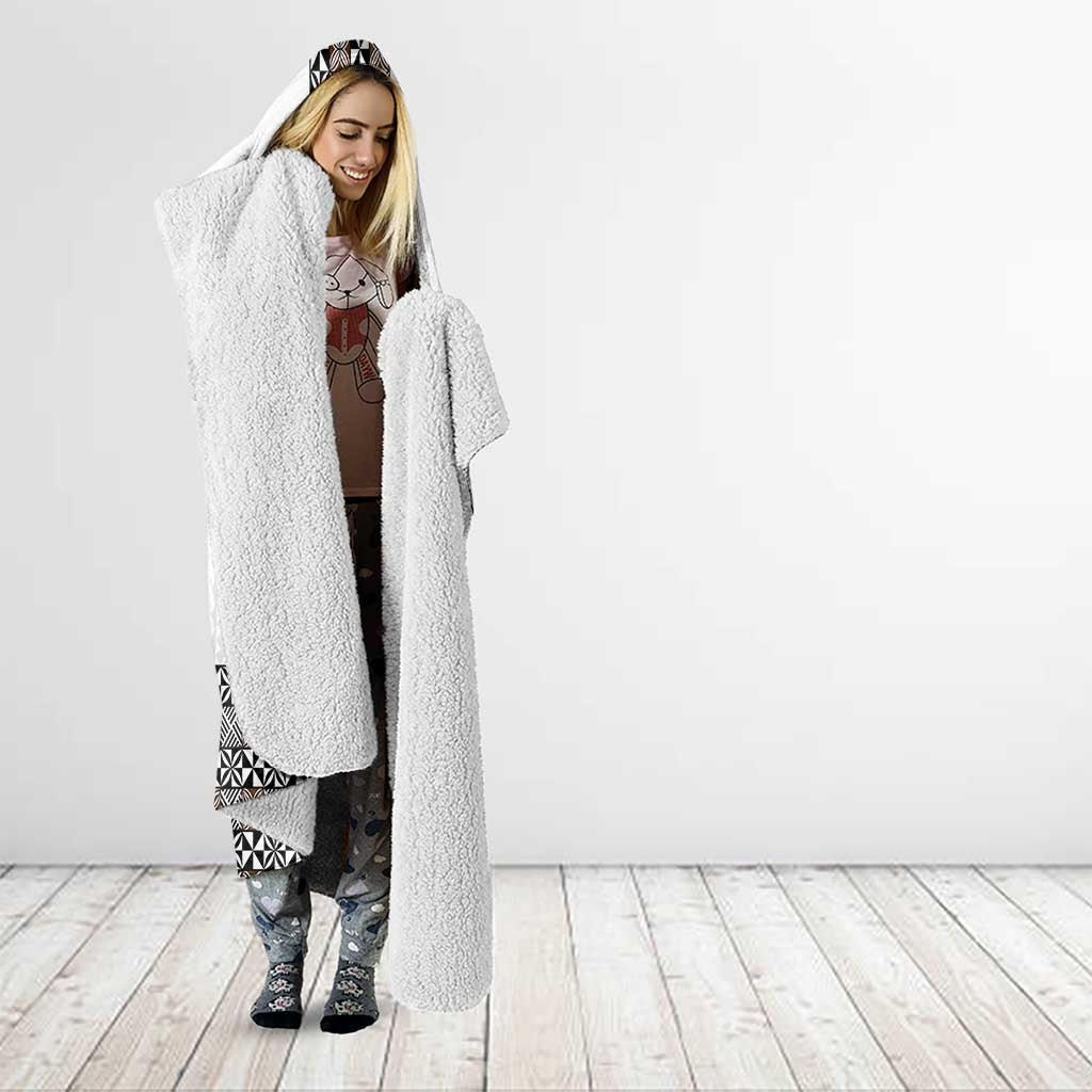 Light Gray Tongan Polynesian Tribal Hooded Blanket LT9 - Polynesian Pride